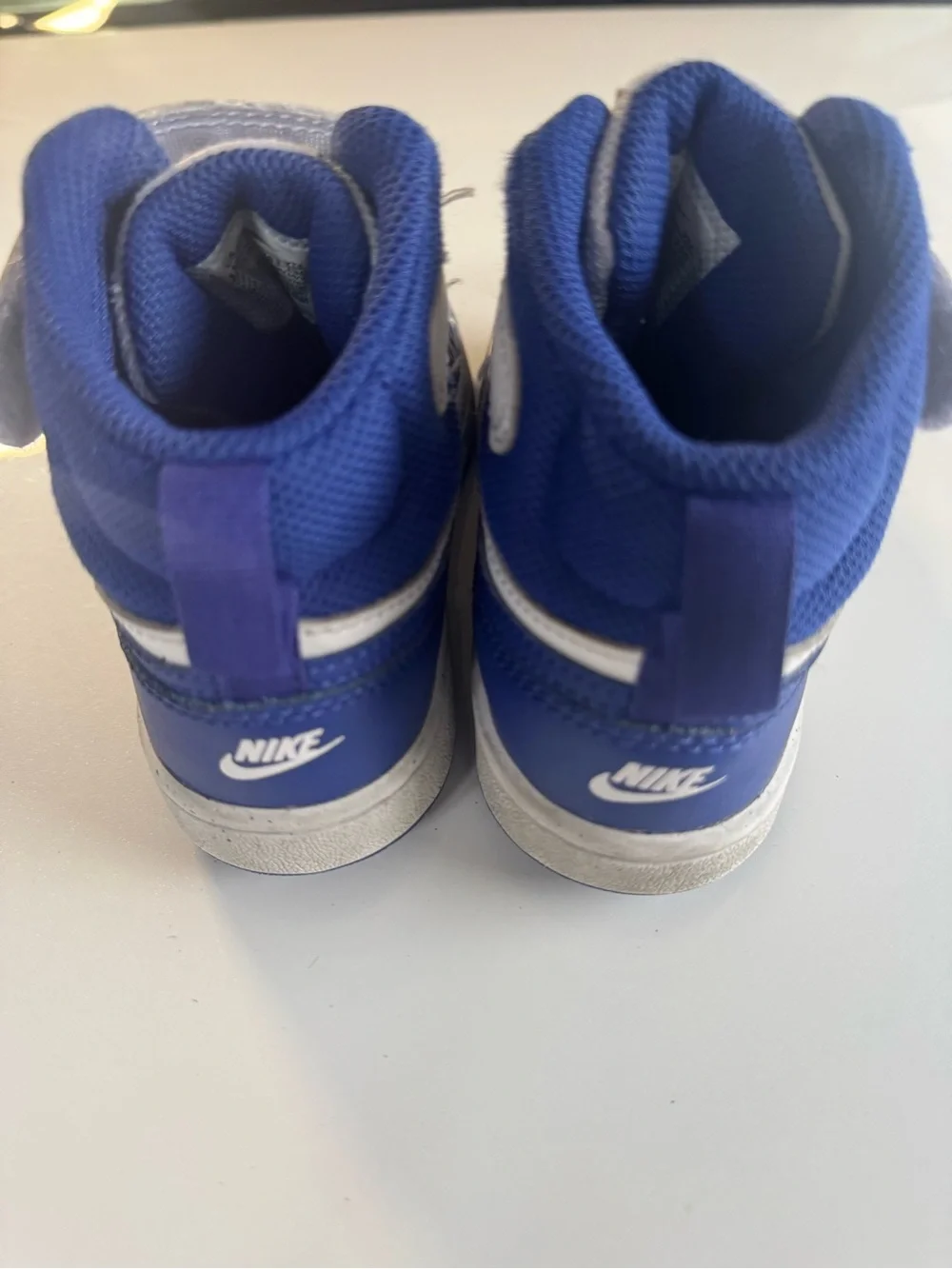 Nike Kids High-Top Sneakers in White and Blue